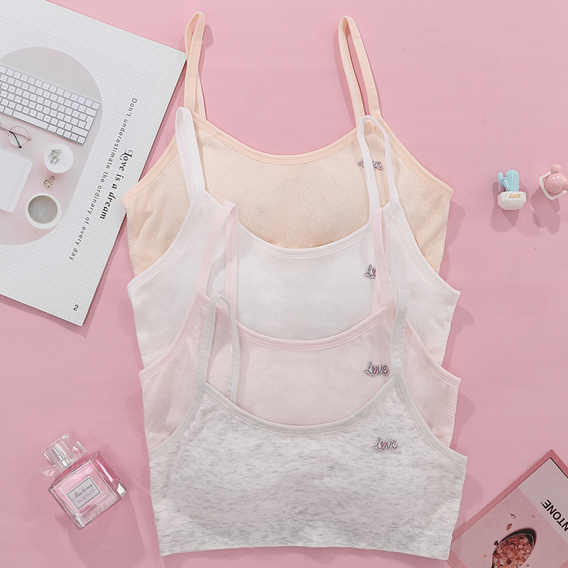 New girls vest thin strap thin cotton inner anti-slip fixed cup student bra Breathable comfortable underwear Application Scenario