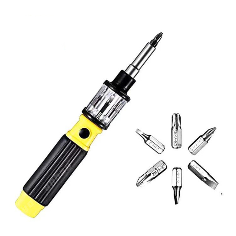 bit360 Screwdriver with magnetic for home use, quick switchable telescopic 6-in-1 multi-functional rotary knife repair set Item Picture