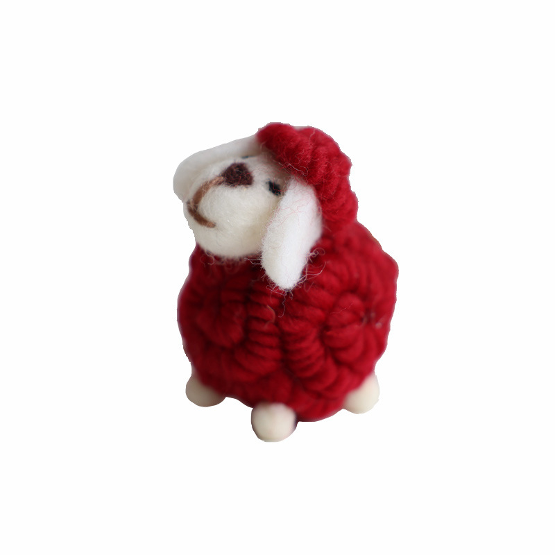圣诞节装饰品纯色羊毛毡戳戳乐DIY手工羊小绵羊圣诞装饰可混批
