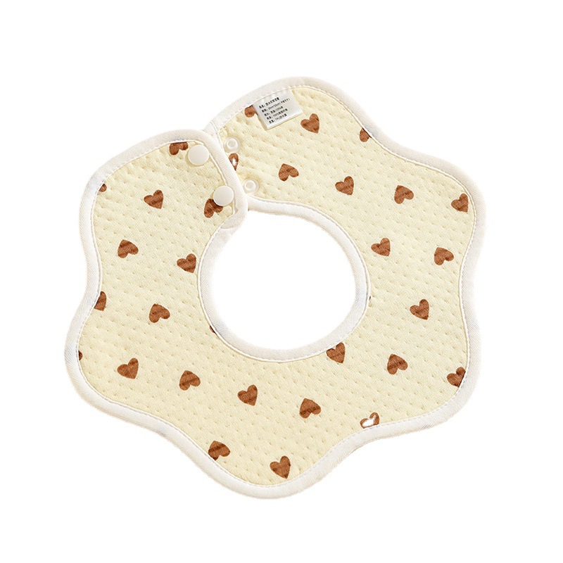 Class A Baby Saliva Towel Pure Cotton Waterproof Knitted Petal Bib Bib Double Button Soft Absorbent Item Picture