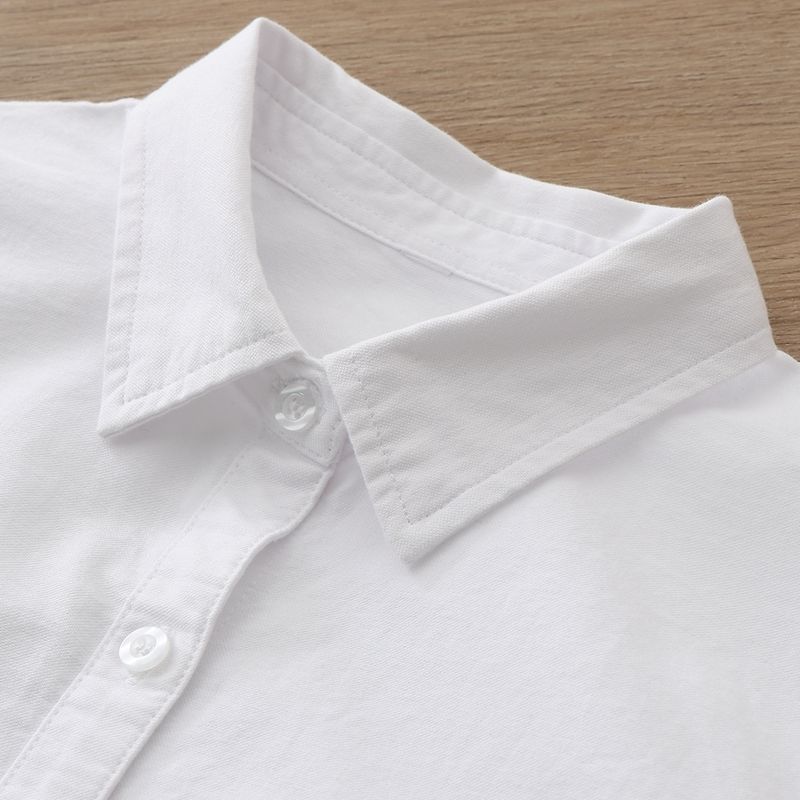 The new Japanese-style cotton Oxford fabric casual student shirt with a feminine texture in the early spring of 2022 is in vogue Specification image