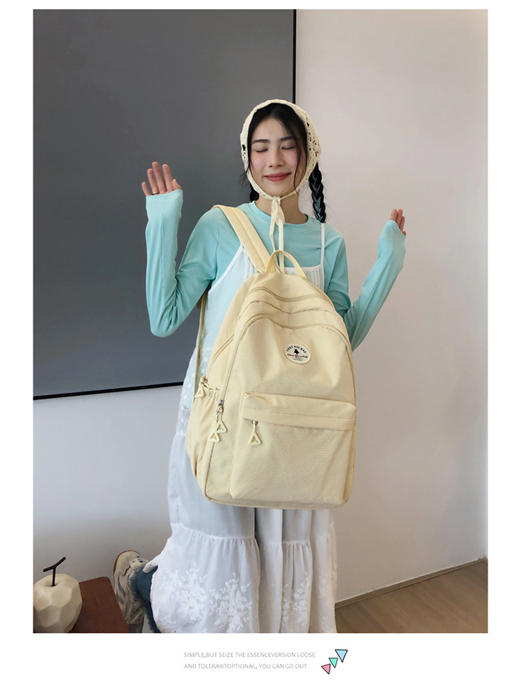 简约书包百搭女日系ins学生包初中高中双肩包大容量校园甜美背包详情35