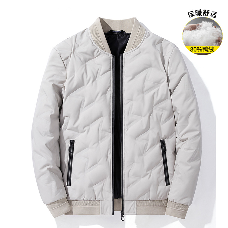 男士羽绒服冬季保暖立领夹克棒球服2024新款鸭绒休闲帅气男装外套