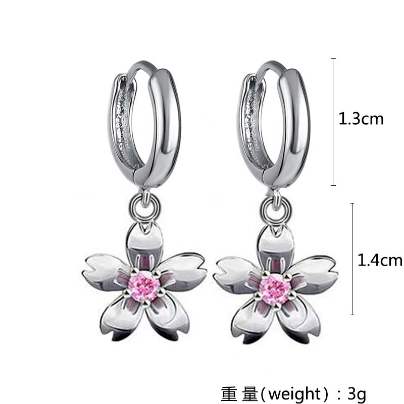 韩版时尚耳环镀银耳坠 女款耳饰 花朵耳钉 饰品银饰工厂批发现