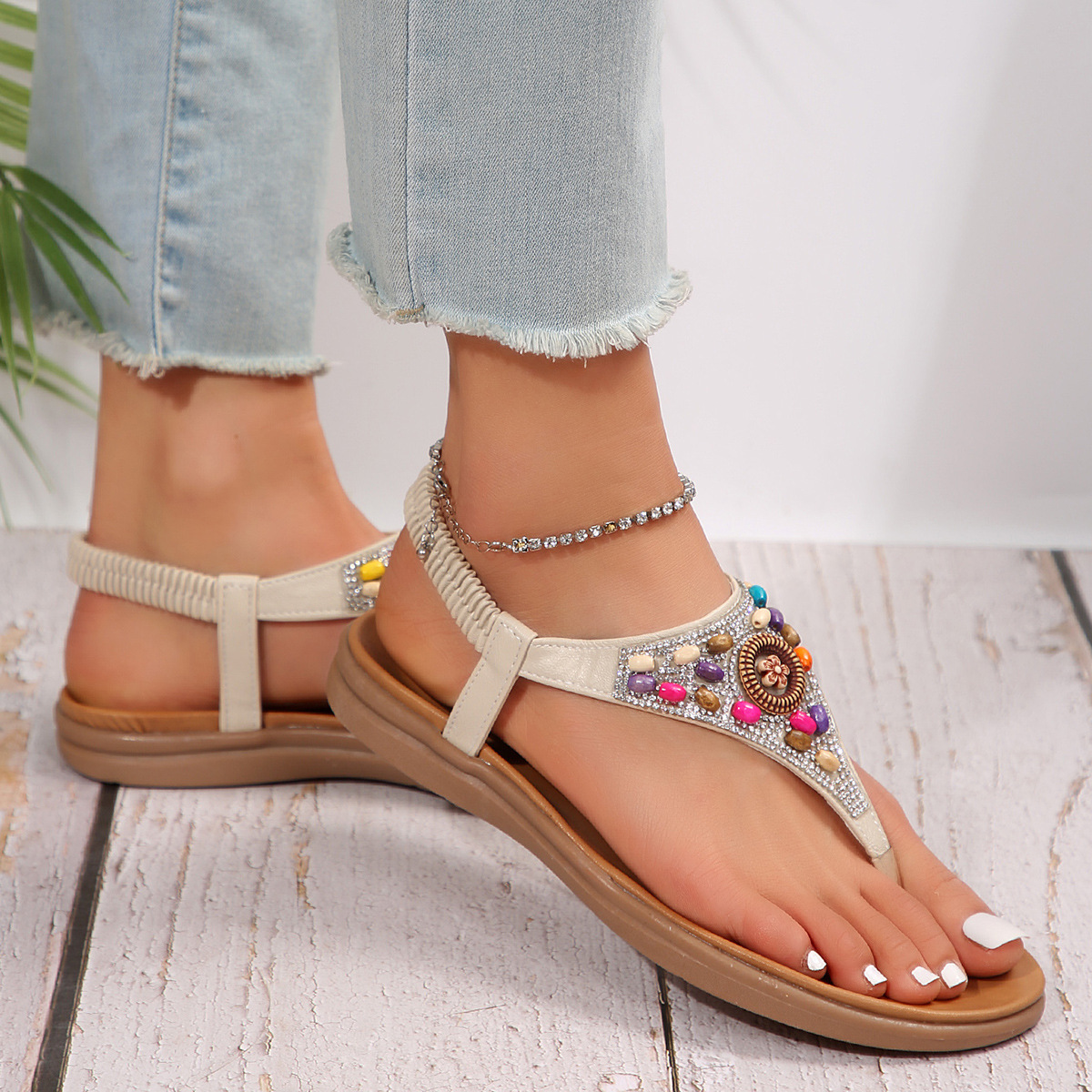 女式凉拖实物图