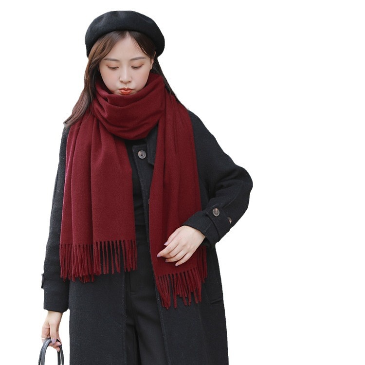 Imitation Cashmere Scarf Women's Autumn And Winter Solid Color Scarf All Korean Women's Shawl Senior Sense White Scarf Wholesale Item Picture