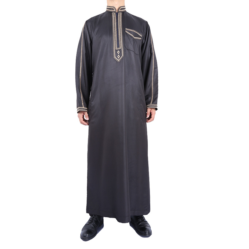 Saudi Arabian robes sell like hot cakes Nigeria washed cashmere embroidery collar Middle East robe factory Item Picture