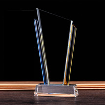 水晶玻璃【双色彩边】水晶奖杯年会奖励比赛活动优秀员工奖杯