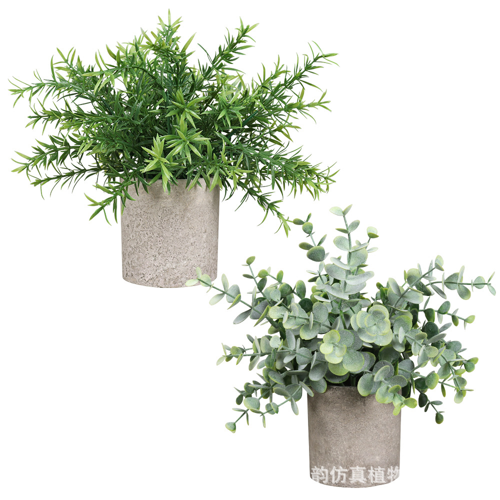 Cross-border home decoration items, including simulated green plant combinations, cylindrical pulp potted artificial flowers, simulated bonsai, and small desktop ornaments Item Picture