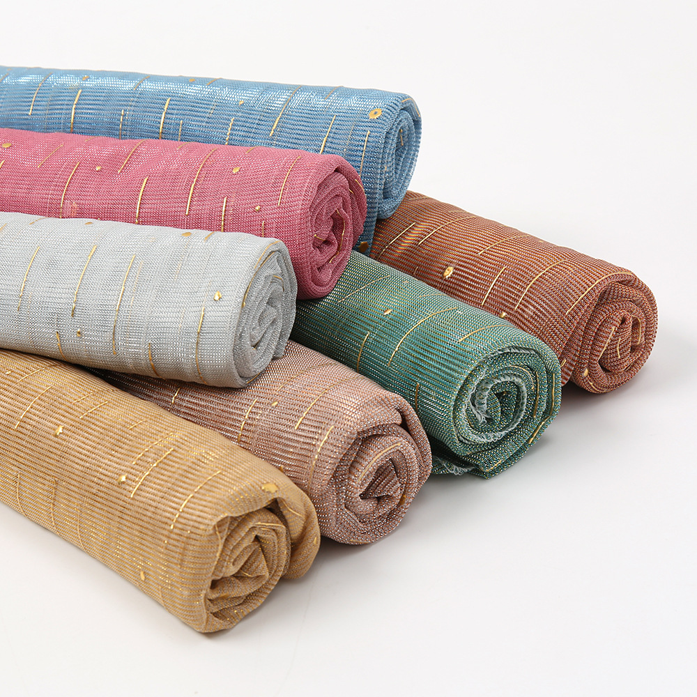 Spring and summer new breathable fashion gold thread nylon popular scarf monochrome scarf drop gold wrap shawl VS401 thumbnail