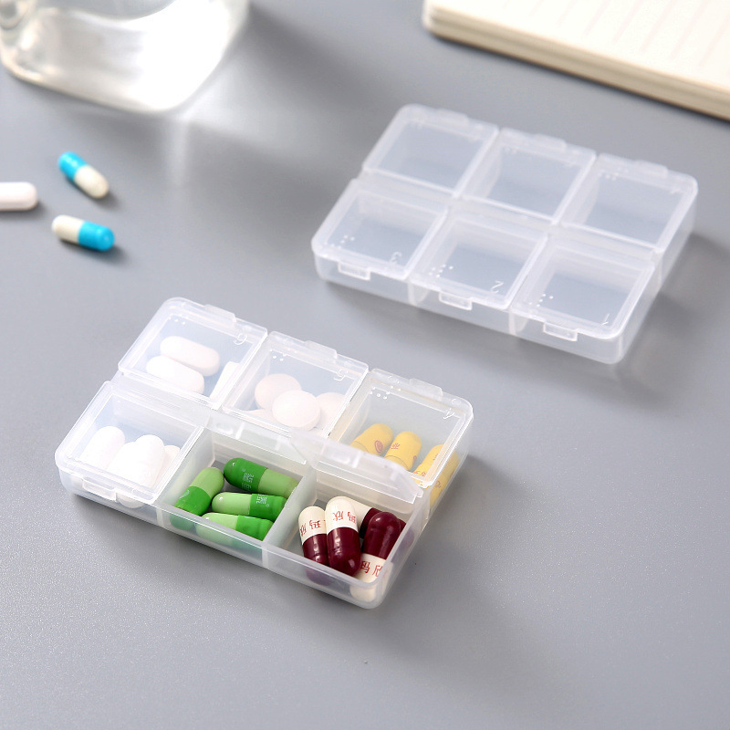 Portable 6-compartment Braille medicine box