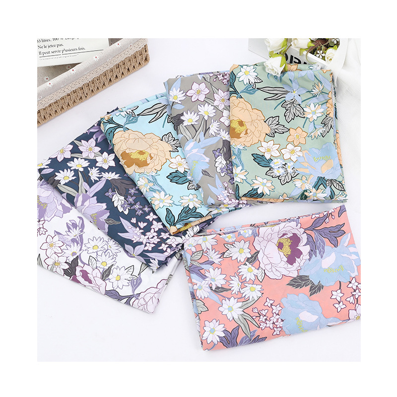 Boho Style Summer Clothing Fabric Polyester Four-Sided Elastic Plain Print Fabric Item Picture