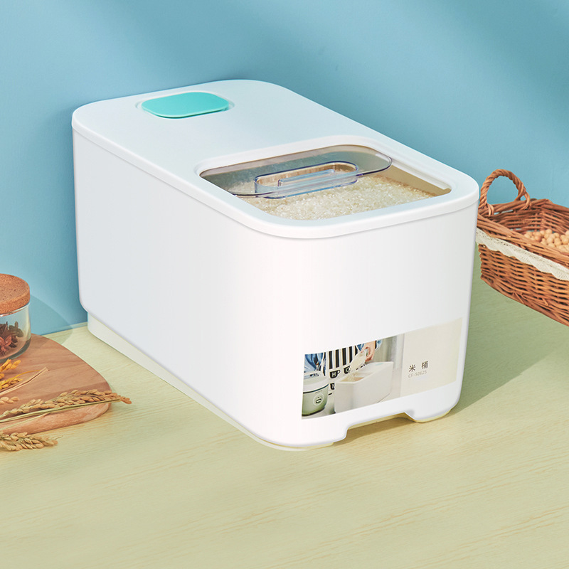 New household sealed, insect-proof and moisture-proof multi-functional rice bucket for storing grains and flour Item Picture