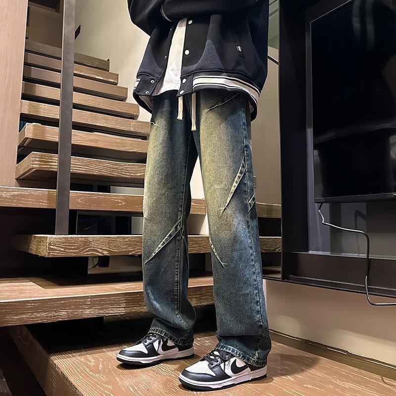 The new American-style retro straight-leg washed college jeans are versatile and men's loose casual pants are simple, classic and cool Application Scenario