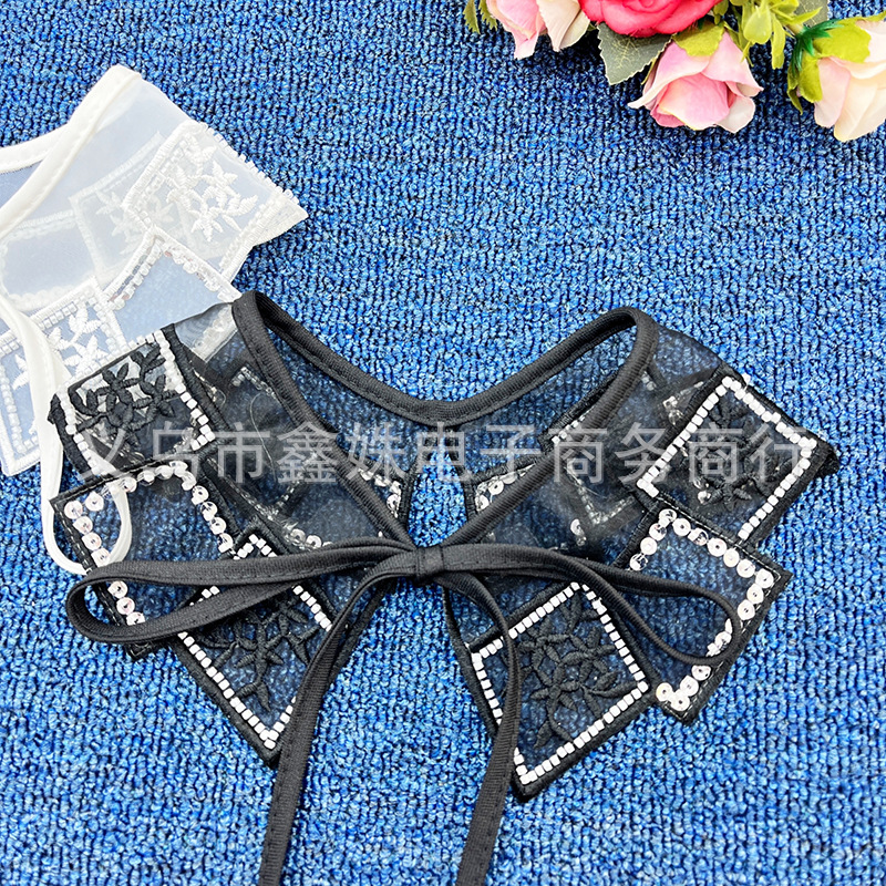 Transparent sequined embroidered women's clothing versatile collar clothing accessories Specification image
