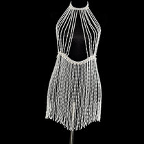 Handmade pearl backless Dress Waist Bra Accessories body chain Show costume accessories