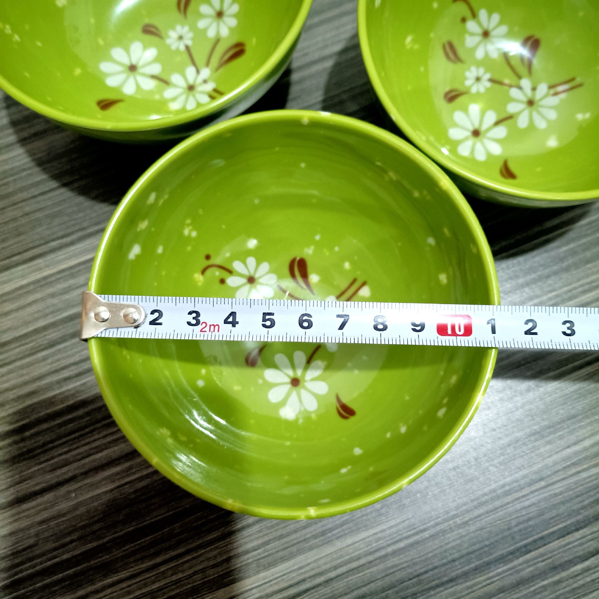 【 Zone 3-10 】178 Green Flower bowls 480 yuan per box, green printed small bowls, rice bowls, fast food bowls, spicy hot pot rice noodle bowls, melamine bowls, imitation porcelain bowls 1 yuan 2 yuan supply Specification image