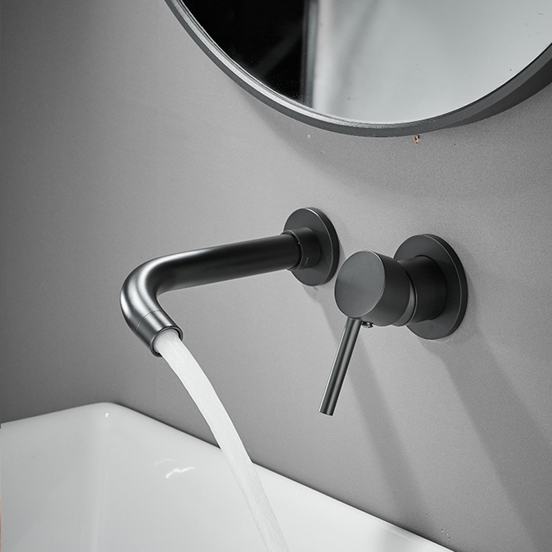 Cross-border foreign trade wall-mounted faucet, all-copper household washbasin, basin, cold and hot water faucet, concealed installation project, hotel details Picture