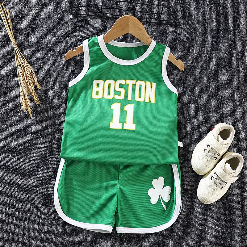 Summer casual sportswear short sleeves and shorts for children, boys' and girls' basketball uniforms, summer primary school performance costumes details Picture