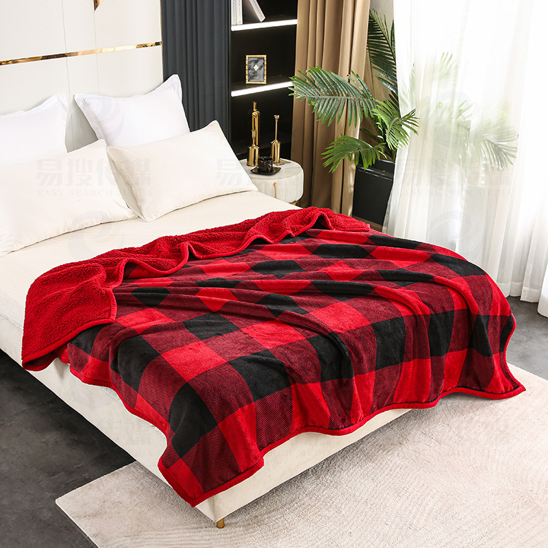 Manufacturers Wholesale Blanket Imitation Lamb Velvet Blanket Leisure Blanket Thickened Double Waffle Office Nap Flannel Blanket details Picture