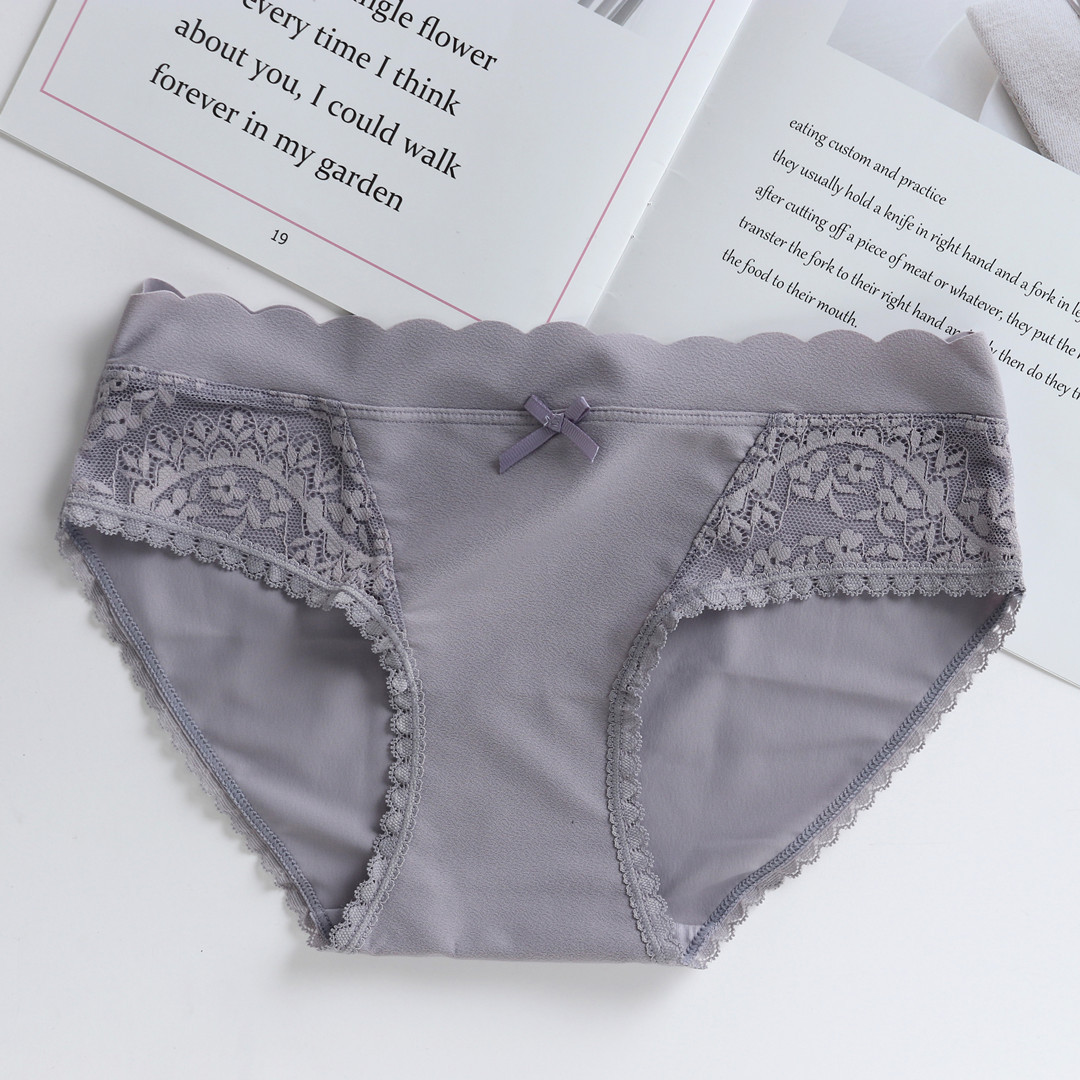 米高无痕内裤性感蕾丝接拼波浪边包臀三角裤任意裁舒适棉裆底裤头详情9