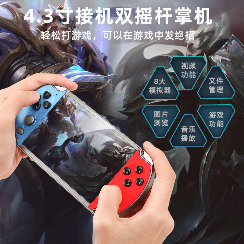 源头厂家怀旧8G双摇杆PSP游戏机/5.1寸高清大屏x7/游戏机白底实物图