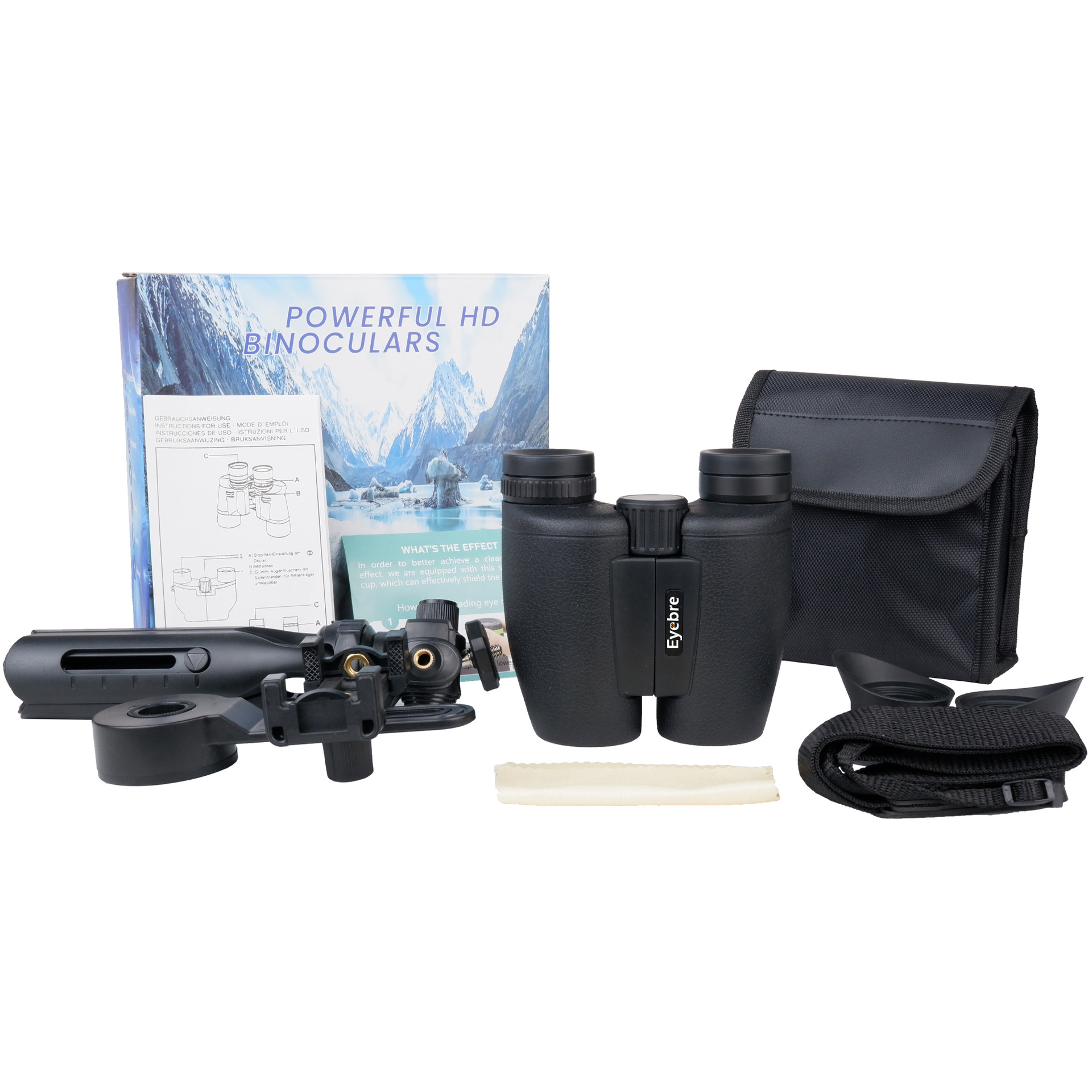 Abri 1030 Paul Telescope Hd High Power Outdoor Viewing Binoculars With Mobile Phone Clip Tripod Item Picture