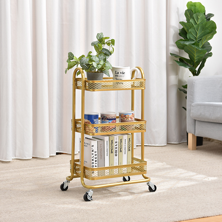 Floor To Floor Multi-Layer Storage Cart Kitchen Storage Rack Portable Household Trolley Pulley Mobile Storage Car