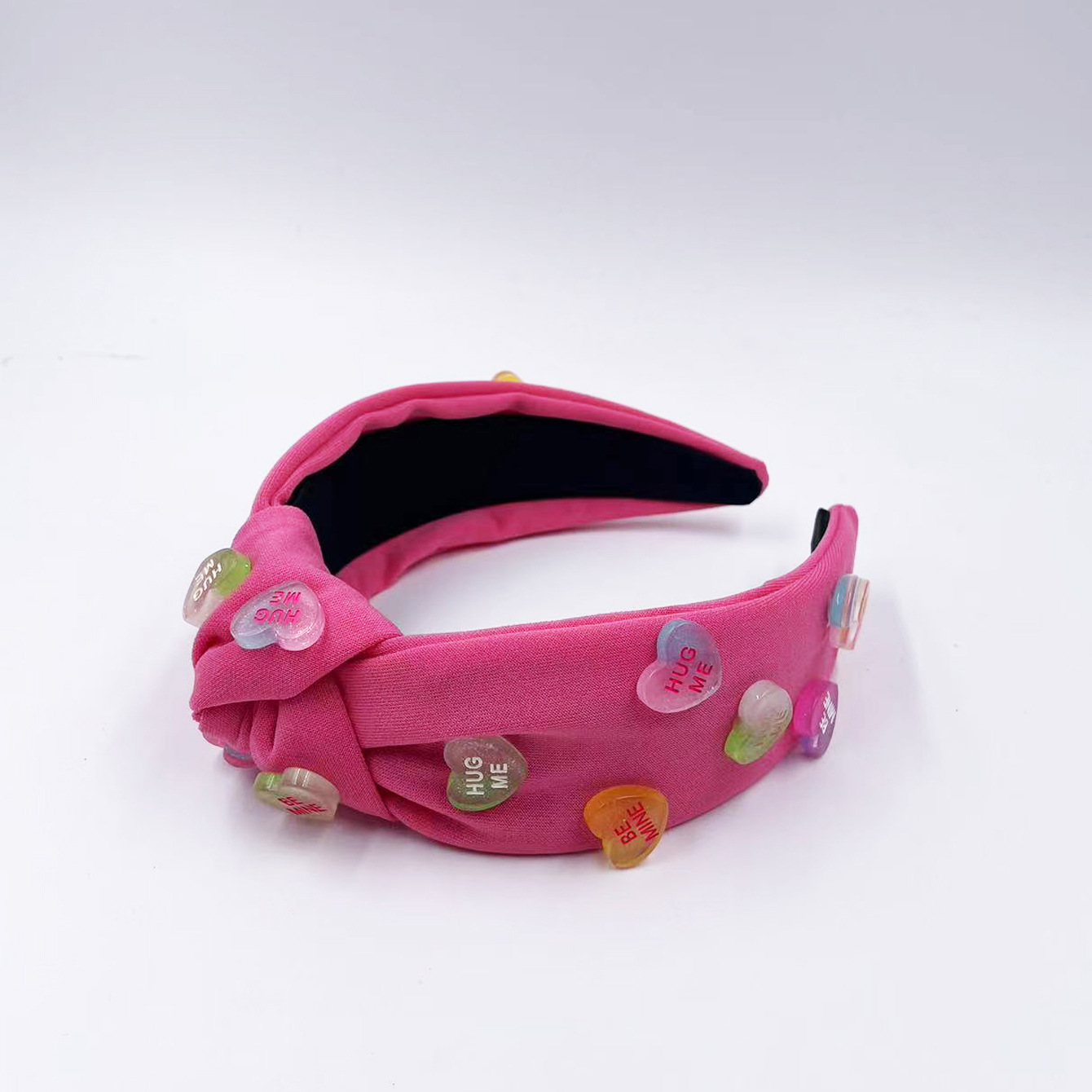 Exclusive Qiwei Accessories, Exclusive Qiwei Accessories, Exclusive Qiwei Accessories, new fashionable and sweet Valentine's Day solid color knotted and flowing sand heart-shaped accessories, wide edge candy-colored headband and hair band details Picture
