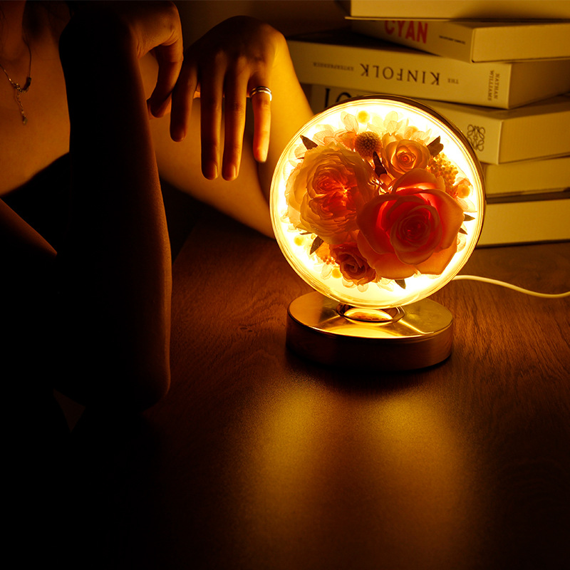 Valentine's Day Gift Rose Eye Protection Table Lamp Eternal Flower Dried Flowers Adornment Birthday Gift Flowers Beautiful Eternal Flowers details Picture