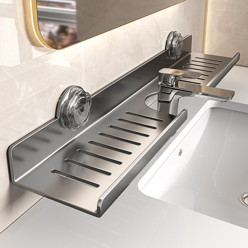 吸盘洗漱台置物架卫生间镜前洗手台水龙头壁挂免打孔收纳架子U型