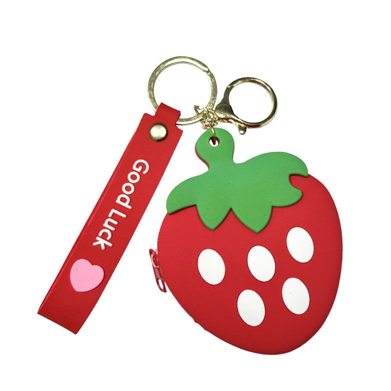 Wholesale of cartoon cute fruit coin purses, keychains, pendants, exquisite key card cases, children's gift bags and pendants Item Picture