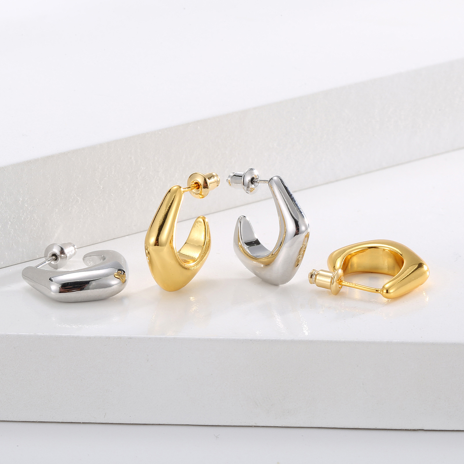 时尚几何不规则耳环S925银针通勤百搭韩系清冷耳饰小饰品一件代发