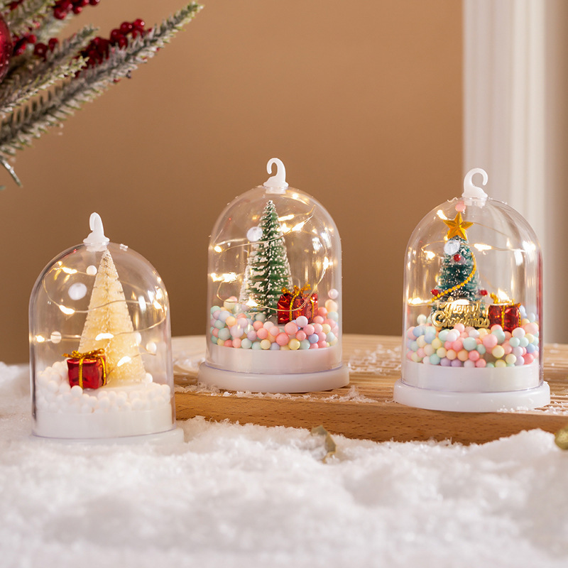 圣诞节装饰品发光火树银花礼物小夜灯桌面商场圣诞树雪景摆件布置图