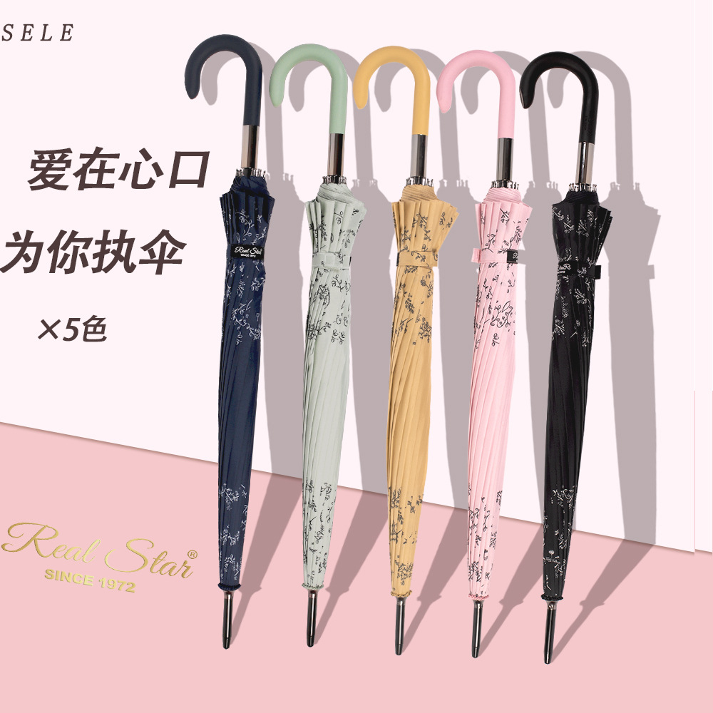 【出口哈萨克斯坦】稻穗印花直杆伞一键开伞190T高密度防水布雨伞