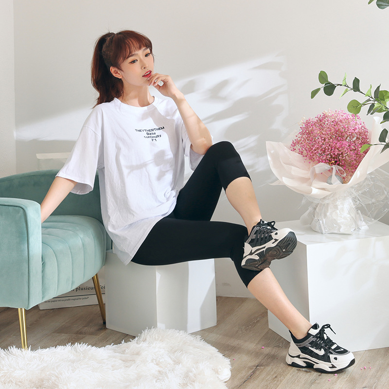 七分裤女夏季白底实物图