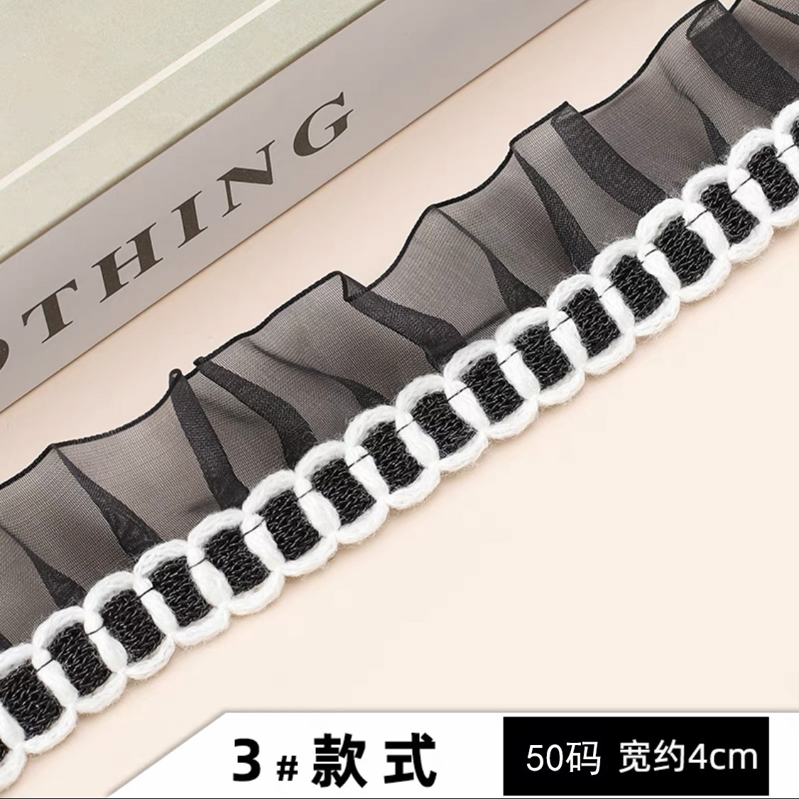 4cm zou plisado encaje hilo de oro de encaje con plisado plisado paño de encaje plegable ropa accesorios DIY accesorios de encaje ancho al por mayor Specification image