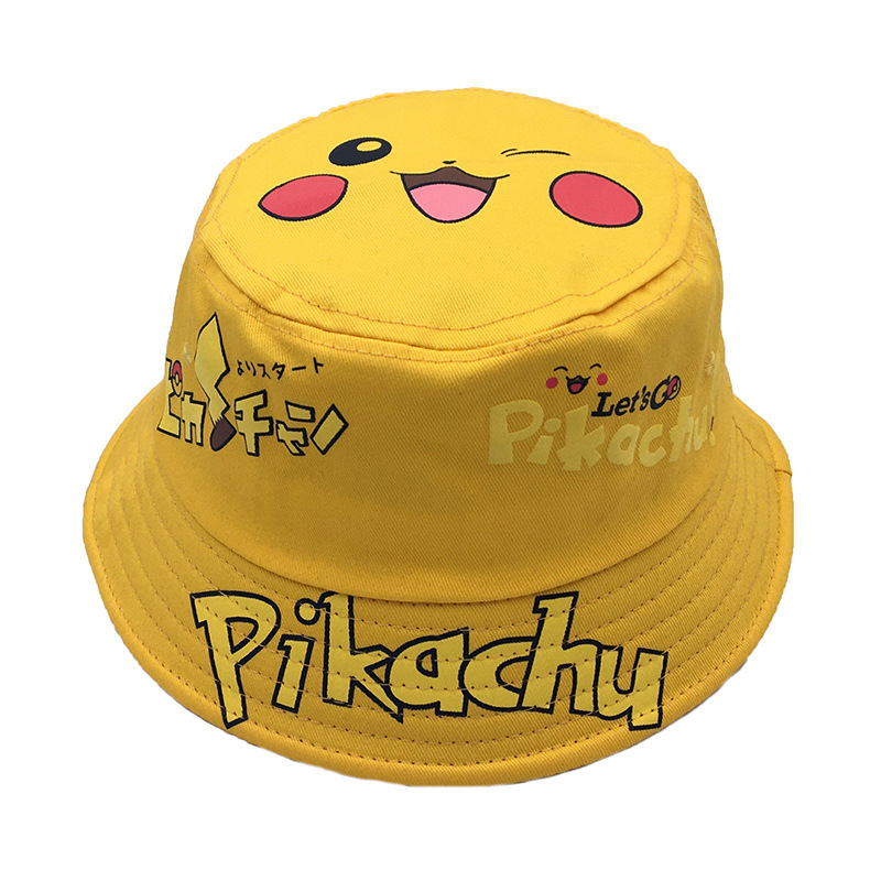 new children's cartoon fisherman hat pokemon shade hat pikachu boys and girls hats pure cotton basin hats