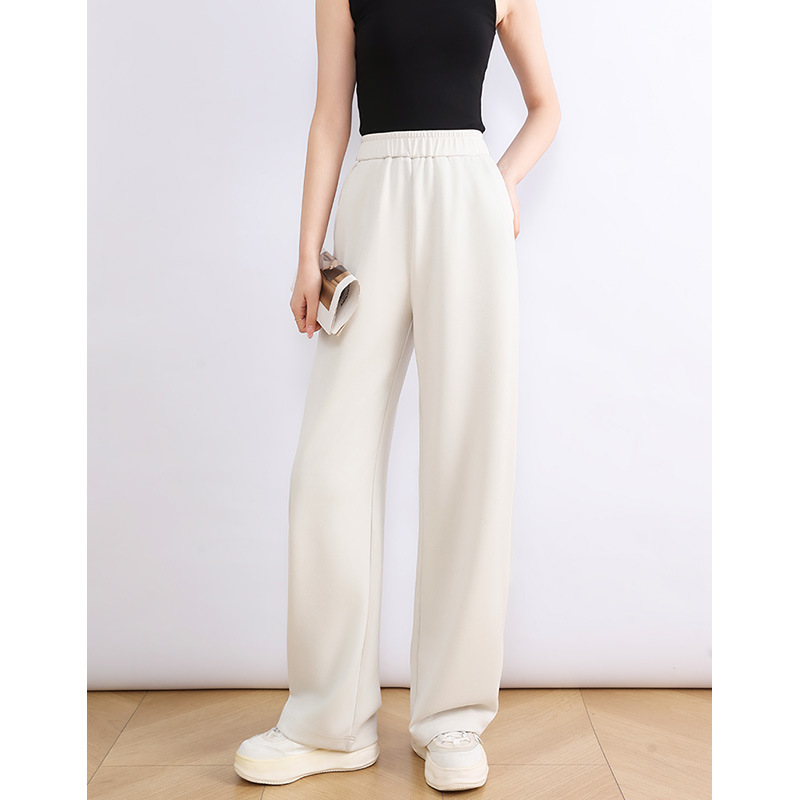 Modal Air Layer straight-leg pants for women in the autumn of 2025, four-sided elastic, smooth, waist-wide, wide-leg, slightly curved banana pants