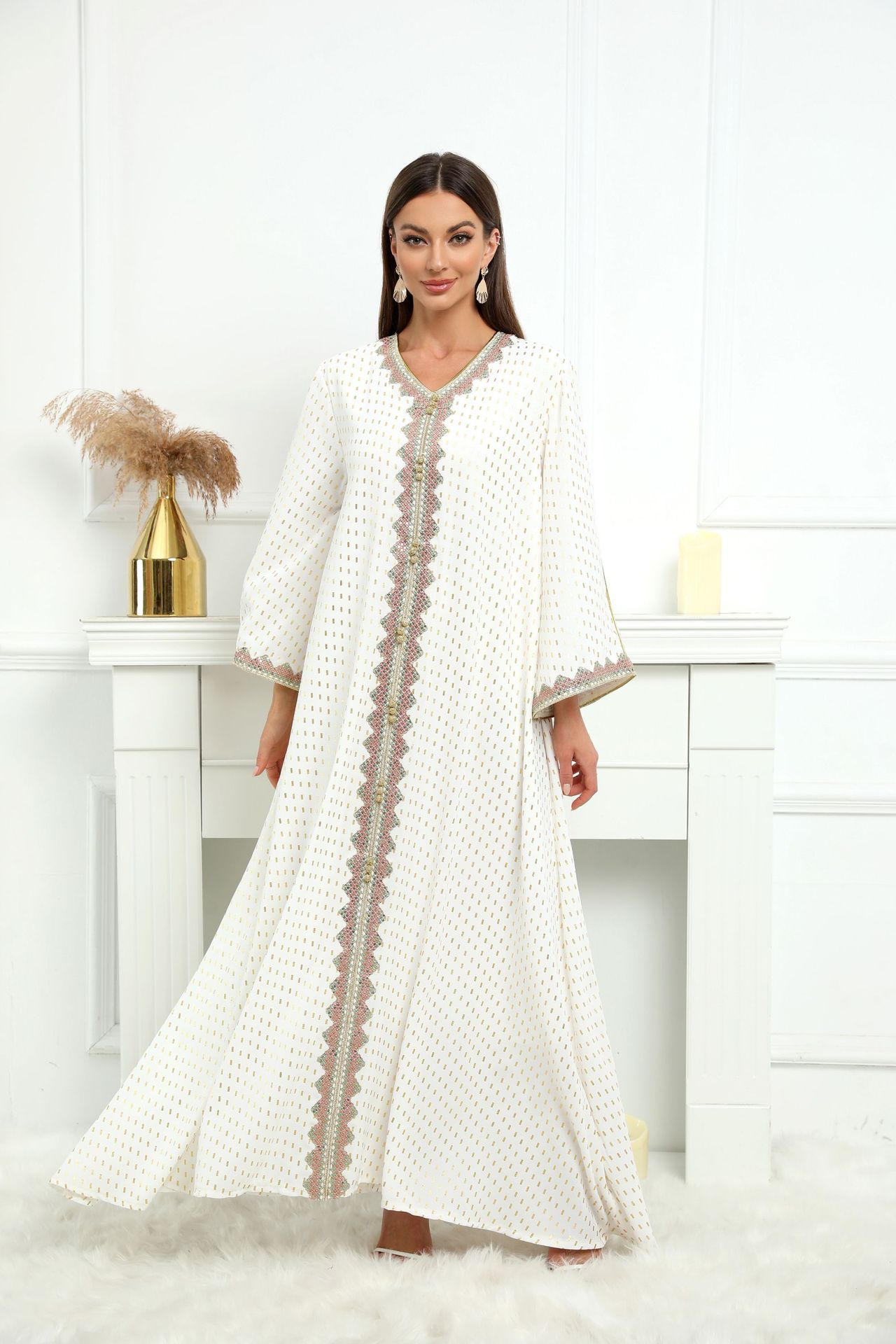 Zd004 Middle East Abaya Summer Fashion High-End Women's Dress Elegance In The Long Slim-Fit Muslim Dress details Picture