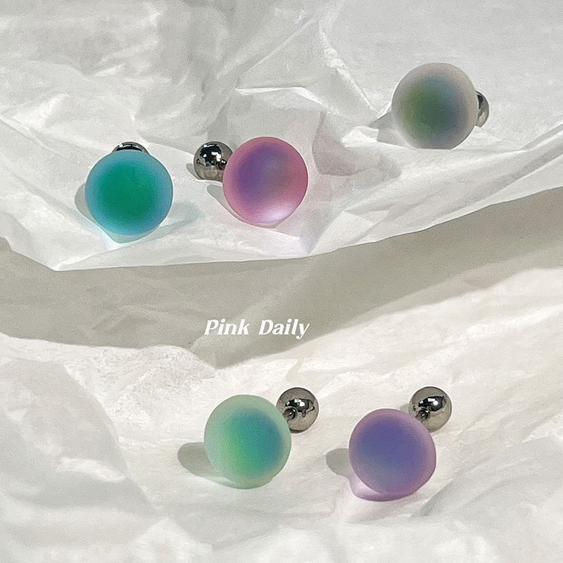 Pink Daily Matte Aurora Ear Stud Women Titanium Steel Cochlear Stud Screw Twist Stud Spice Girls Niche Earrings Application Scenario