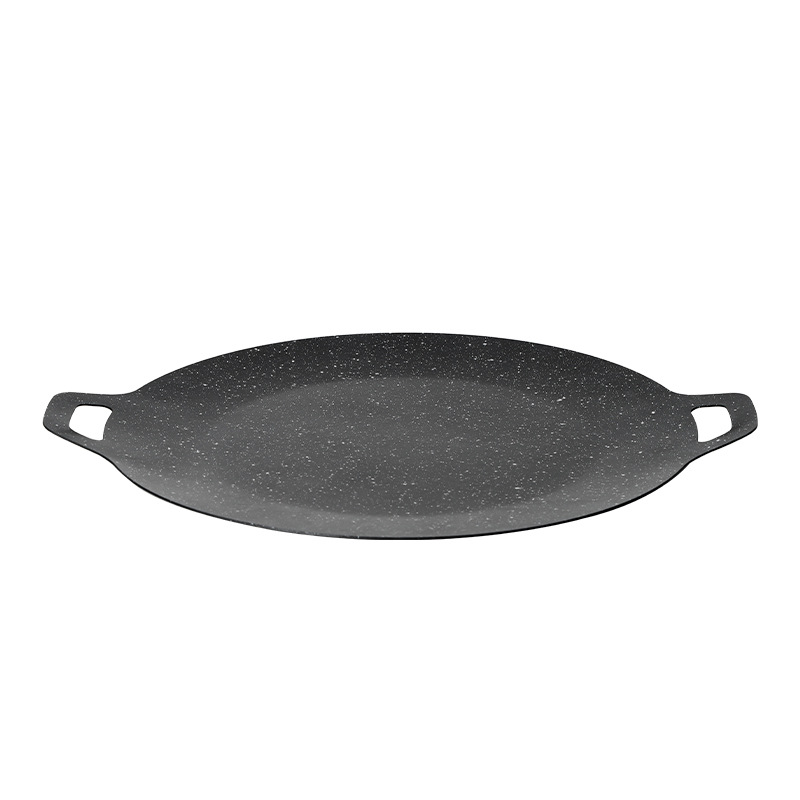 Korean Version Of Round Iron Pan Roast Shrimp Smooth Non-Stick Grill Pan Iron Pan Barbecue Outdoor Picnic Portable Barbecue Plate Carabinier Item Picture
