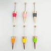 diy beaded wine stoppers in stock, long stem silicone bottle stoppers with beads, colored red wine and champagne stoppers, wine bottle stoppers details Picture