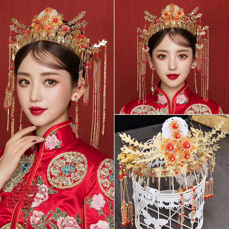 New phoenix crown and Xia pei Xiu He headwear, bride's wedding step, phoenix crown ancient costume hair accessory, Xiu He Fu Hanfu accessory Item Picture