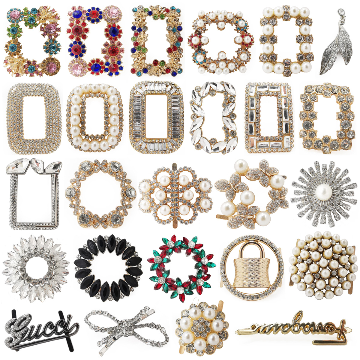 Customized processing of various water diamond, animal and pearl shoe flower buckles, diy bag and shoe material decorative buckles