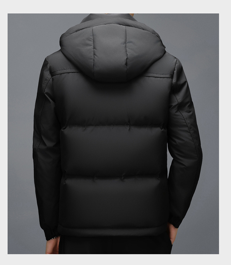 The new hooded down jacket for men in winter is warm and thick. The white duck down casual business jacket for middle-aged dads is trendy pic 17