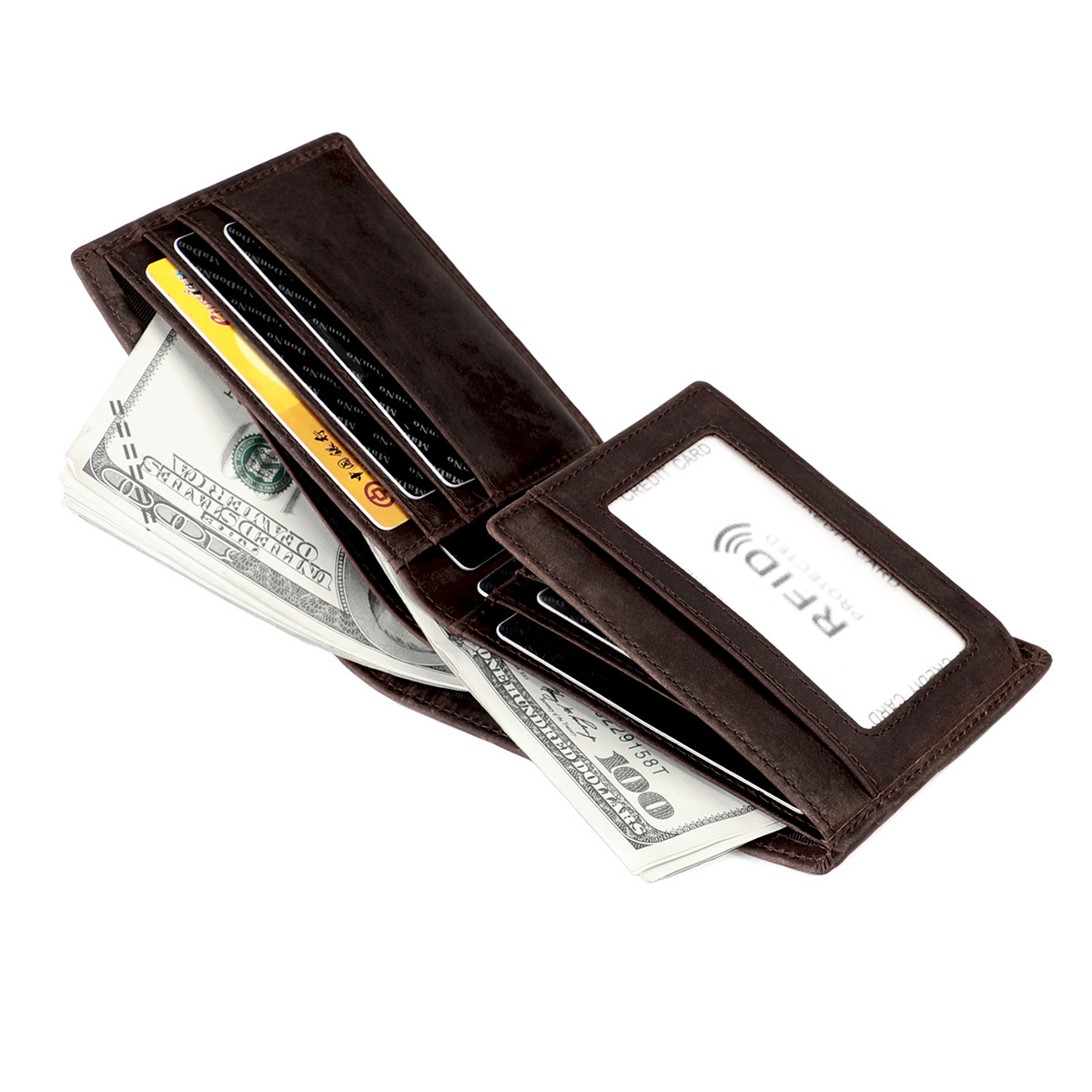 Factory Wholesale Europe And The United States Antique Rfid Mad Horse Leather Men's Wallet Holiday Gift Laser Lettering Coin Wallet Application Scenario