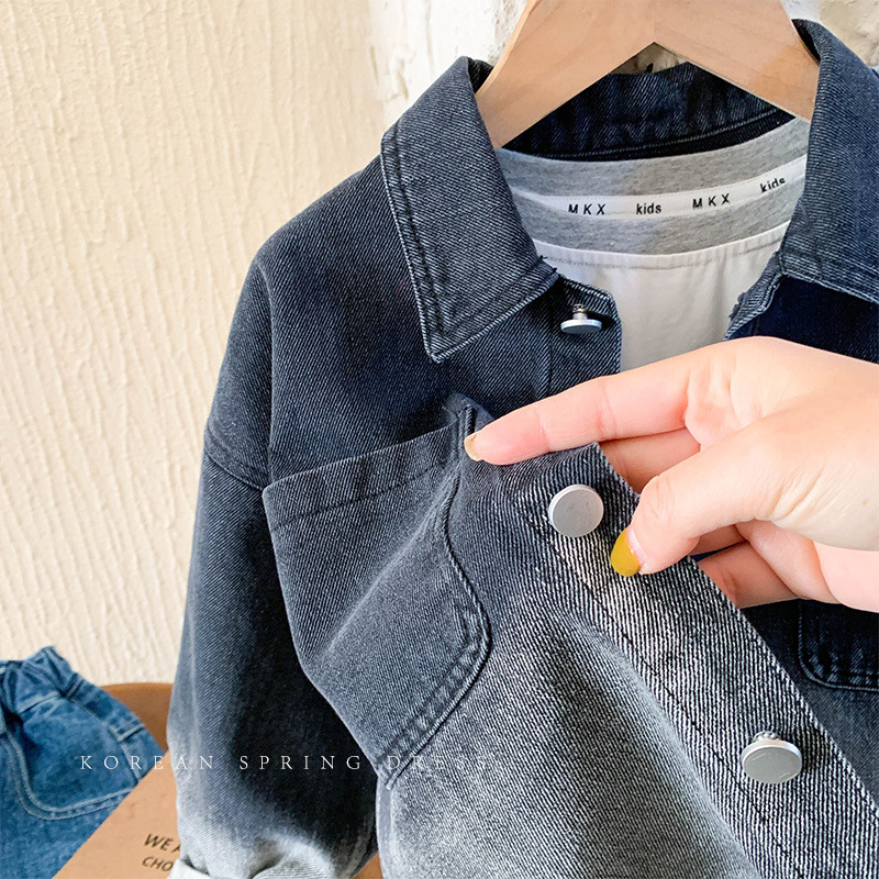 Children's Coat 2023 Spring New Children's Wear Korean Boy Gradient Denim Coat Baby Spring Coat Wholesale Specification drawing