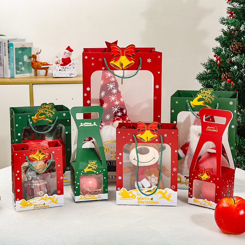 现货圣诞节手提袋 橱窗苹果礼品袋 平安夜礼物包装纸袋子包装盒详情图2