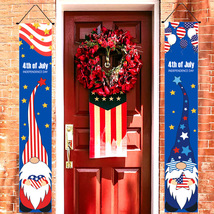 美国独立日对联 国庆节活动侏儒对联 红蓝条氛围派对门廊装饰挂旗